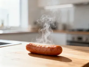 Puszysta, ugotowana kasza bulgur w rustykalnej misce z drewnianą łyżką i świeżą natką pietruszki.